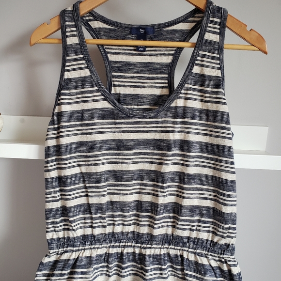 Gap Maxi Dress Blue/Grey Stripes L - Picture 2 of 6